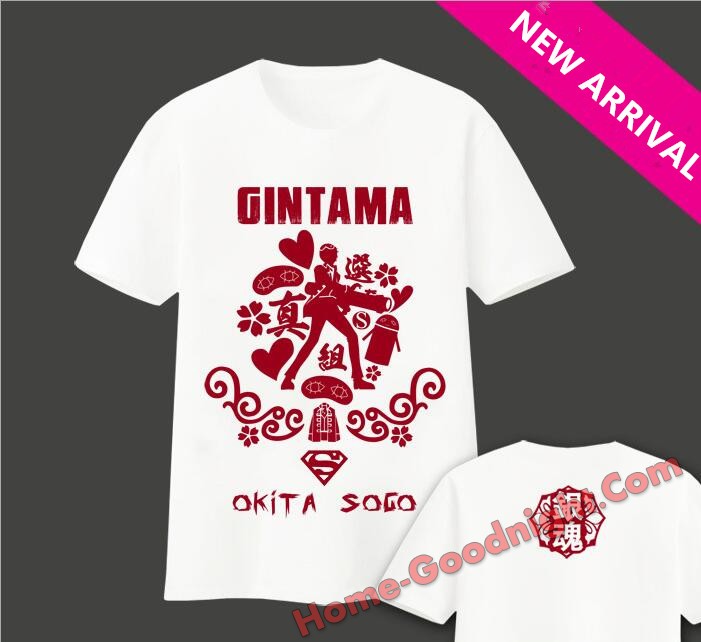 New Okita Sougo-Gintama Mens Anime Fashion T-shirts